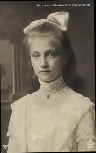 Ak Prinzessin Margarethe von Sachsen, Haarschleife