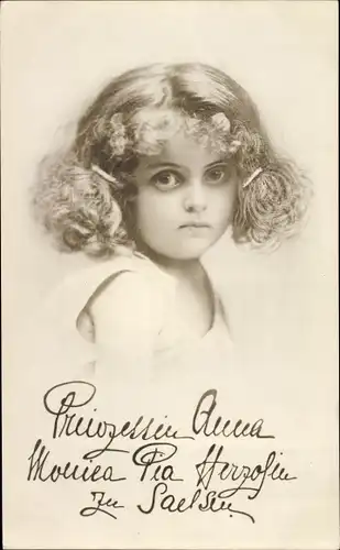 Ak Prinzessin Anna Monika Pia von Sachsen, Portrait