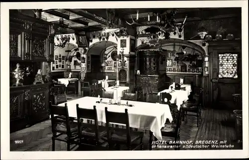 Ak Bregenz am Bodensee Vorarlberg, Hotel Bahnhof, Weinstube