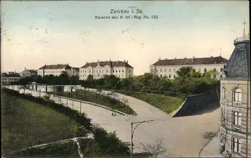 Ak Zwickau in Sachsen, Kaserne des 9. Inf.-Reg. Nr. 133