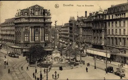 Ak Bruxelles Brüssel, Place de Brouckère, Metropole, Denkmal