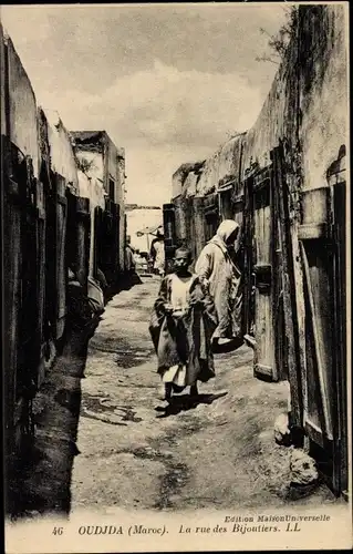 Ak Oudjda Oujda Marokko, La rue des Bijoutiers