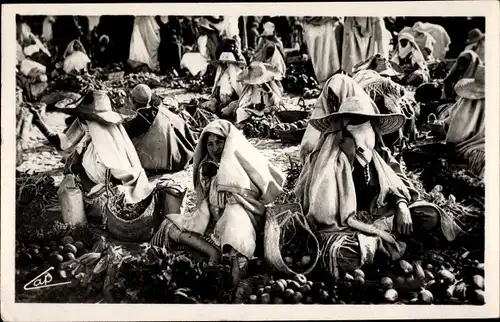 Ak Tanger Marokko, Les Marchands de fruits, Obsthändlerinnen, Maghreb