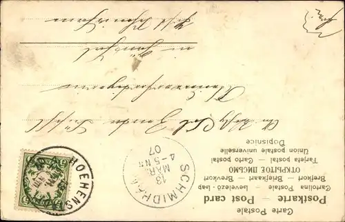 Präge Litho Junge mit Glücksklee, Herz, Kitsch