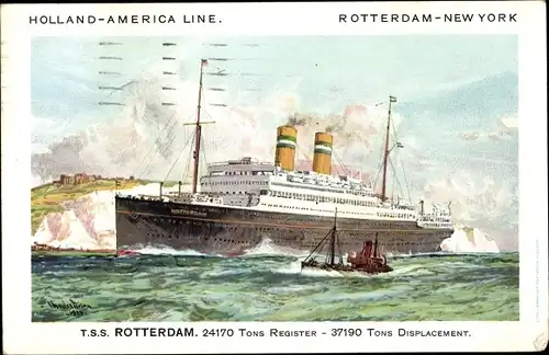 Künstler Ak Dampfer SS Rotterdam, Holland America Line HAL