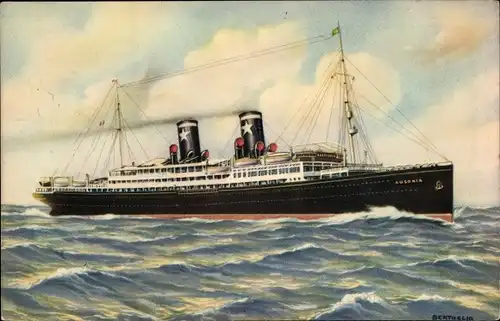 Künstler Ak Bertoglio, Dampfschiff Ausonia, Luxus Express Dienst Europa Ägypten, SITMAR