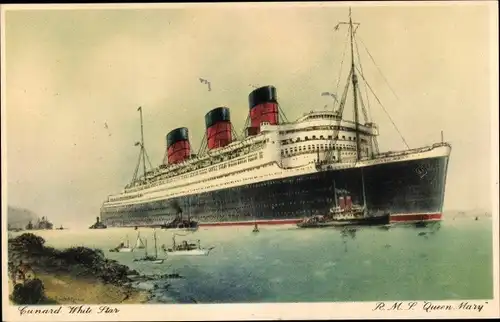 Ak Dampfer RMS Queen Mary, White Star Line