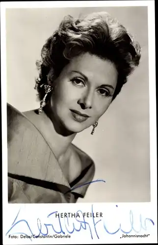 Ak Schauspielerin Hertha Feiler, Portrait, Autogramm, Ohrringe
