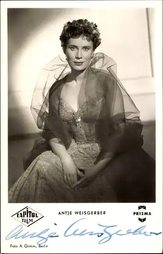 Ak Schauspielerin Antje Weisgerber, Portrait, Autogramm, Kleid