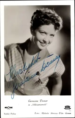 Ak Schauspielerin Germaine Damar, Portrait, Autogramm, Schlagerparade