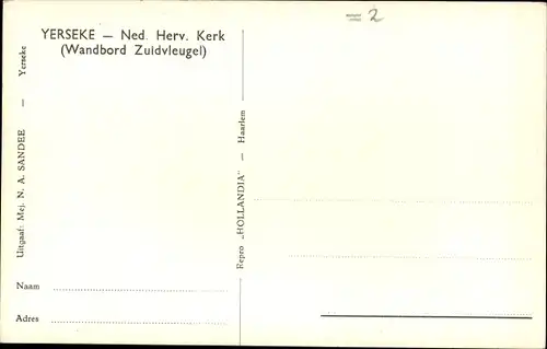 Ak Ierseke Yerseke Reimerswaal Zeeland, Ned. Herv. Kerk (Wandbord Zuidvleugel)