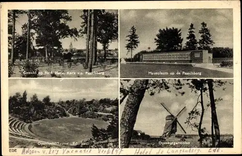 Ak Ede Gelderland Niederlande, Gezicht op Ned. Herv. Kerk, Mausoleum, Doesburgermolen