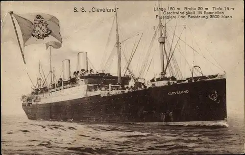 Ak Dampfer SS Cleveland, HAPAG