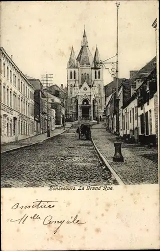 Ak Bon Secours Bonsecours Péruwelz Hennegau, La Grand Rue, Kirche
