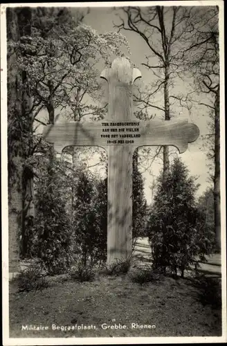 Ak Grebbe Utrecht Niederlande, Militaire Begraafplatz, Gefallenenkreuz, 10-15. Mai 1940