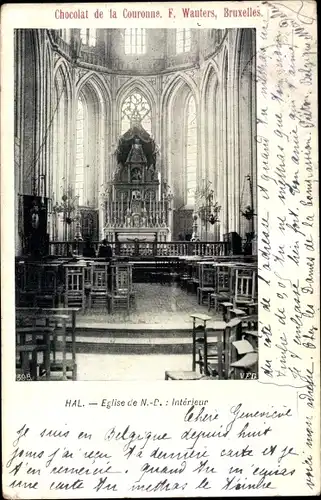 Ak Hal Flämisch Brabant Flandern, Eglise de N.-D., Interieur