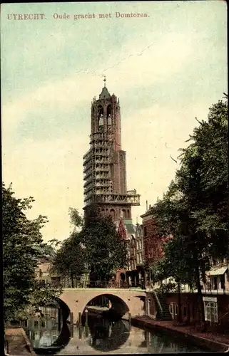 Ak Utrecht Niederlande, Oude gracht met Domtoren