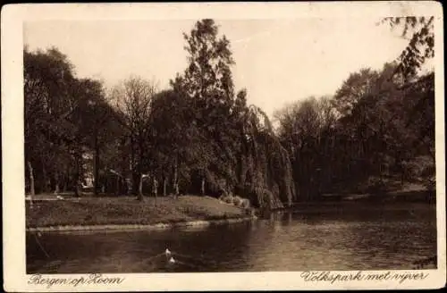 Ak Bergen op Zoom Nordbrabant Niederlande, Volkspark met vijver