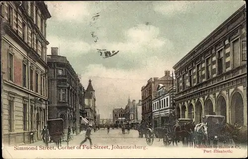 Ak Johannesburg Südafrika, Simmond Street, Corner Fox Street