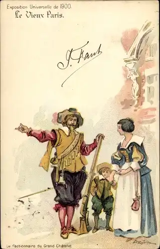 Ak Paris, Exposition Universelle de 1900, Le Vieux Paris, Le factionnaire du Grand Chatelet