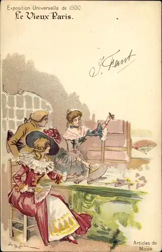 Ak Paris, Exposition Universelle de 1900, Le Vieux Paris, Articles de Mode