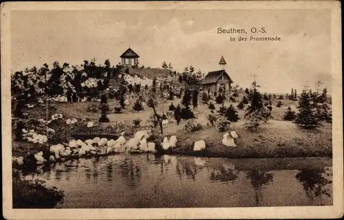 Ak Bytom Beuthen Oberschlesien, In der Promenade