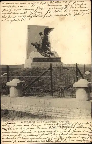 Ak Waterloo Wallonisch Brabant, Le Monument Francais