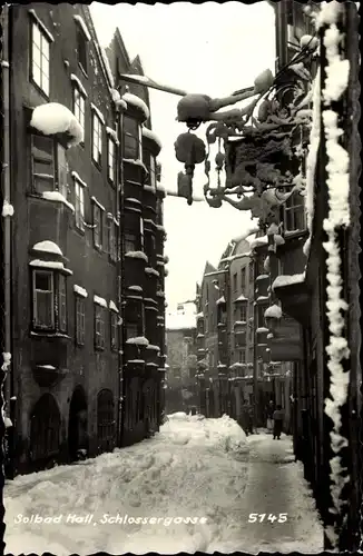 Ak Bad Hall Oberösterreich, Schlossergasse im Winter