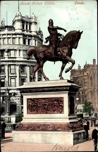 Ak Leeds Yorkshire England, Black Prince Statue