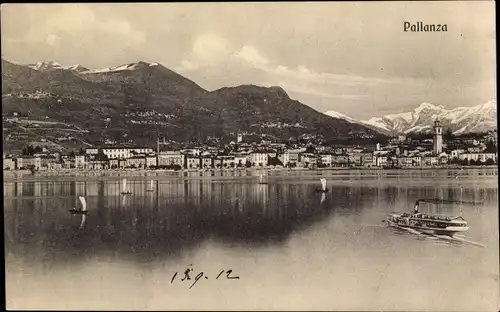 Ak Pallanza Lago Maggiore Piemonte, Panorama, Dampfer