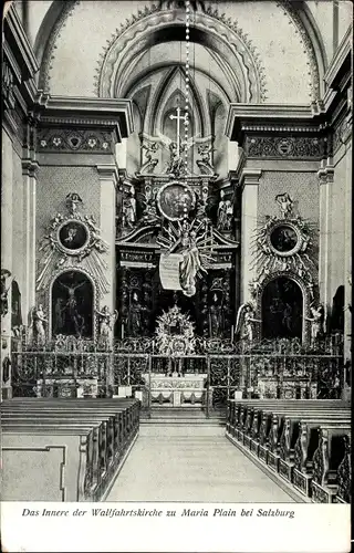 Ak Maria Plain Bergheim in Salzburg, Inneres der Wallfahrtskirche