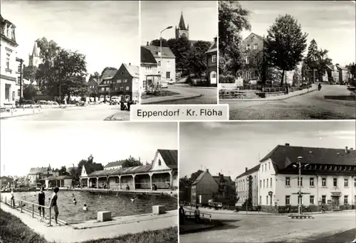 Ak Eppendorf in Sachsen, Straßenansicht, Partie im Freibad