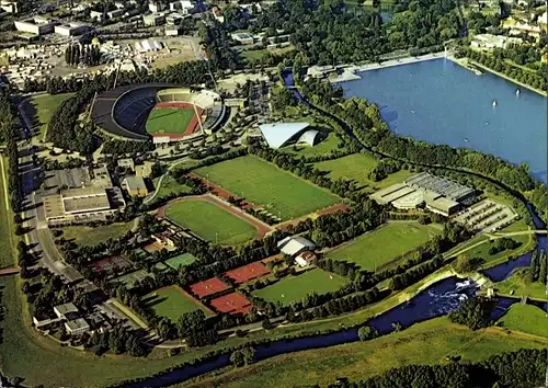 Ak Hannover in Niedersachsen, Der Sportpark mit dem Niedersachsenstadion, Maschseenordufer