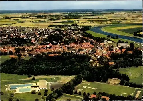 Ak Stolzenau an der Weser, Panorama, Luftbild