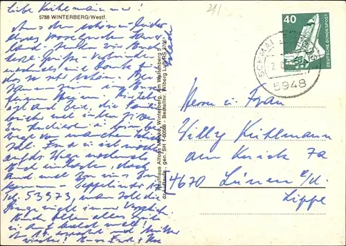 Ak Winterberg im Sauerland, Panorama, Luftbild