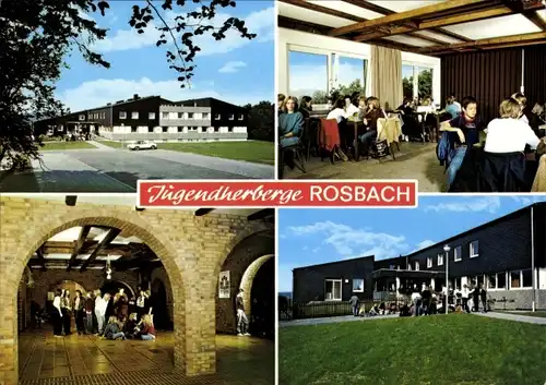 Ak Rosbach Windeck an der Sieg, Jugendherberge, Außenansicht, Innenansichten