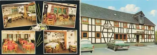 Klapp Ak Morsbach im Oberbergischen Kreis, Hotel zur Post, Außenansicht, Innenansichten