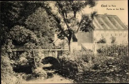 Ak Elend Oberharz am Brocken, Partie an der Bode, Brücke