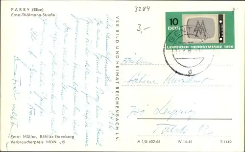 Ak Parey an der Elbe, Ernst-Thälmann-Straße, Kirchturm