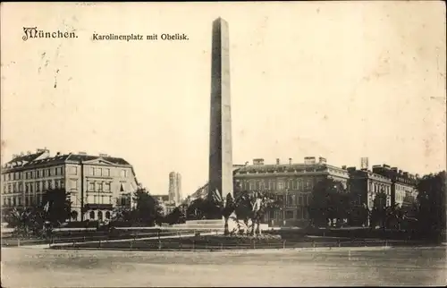 Ak München, Karolinenplatz mit Obelisk
