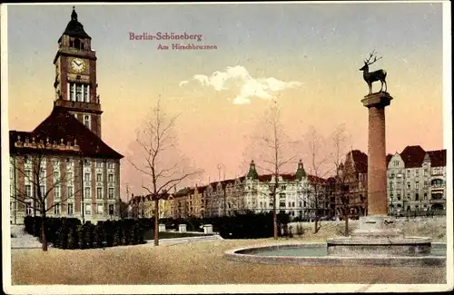 Ak Berlin Schöneberg, Am Hirschbrunnen