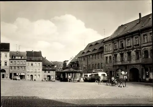 Ak Roßwein in Sachsen, Markt, Bus