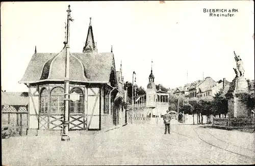 Ak Biebrich am Rhein Wiesbaden Hessen, Rheinufer, Gebäude