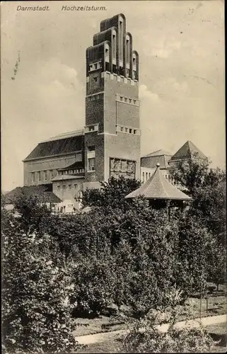 Ak Darmstadt in Hessen, Hochzeitsturm, Außenansicht