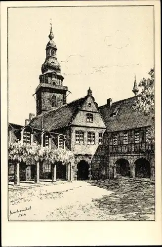 Künstler Ak Winkel, Karl, Erbach im Odenwald, Marktplatz