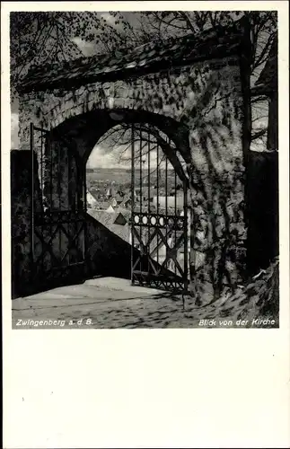 Ak Zwingenberg an der Bergstraße in Hessen, Blick von der Kirche