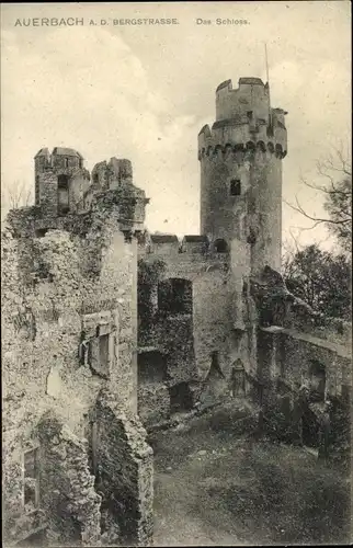 Ak Auerbach Bensheim an der Bergstraße Hessen, Schloss, Außenansicht, Ruine