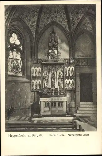 Ak Heppenheim an der Bergstraße Hessen, Kath. Kirche, Innenansicht, Muttergottes Altar