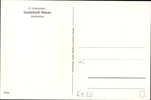 Künstler Ak Lindegreen, K., Lauterbach in Hessen, Marktplatz