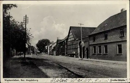 Ak Wackersleben in Sachsen Anhalt, Große Straße